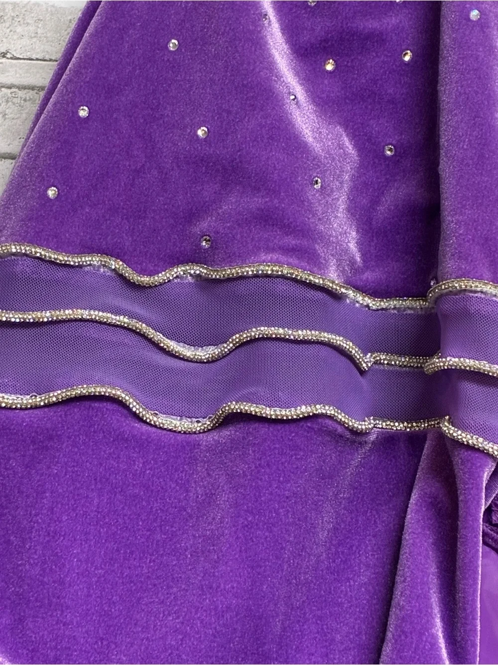 Weissman Showtime Amethyst Ballet Dance Costume 7/8 Gloves Pageant Sequin #16742